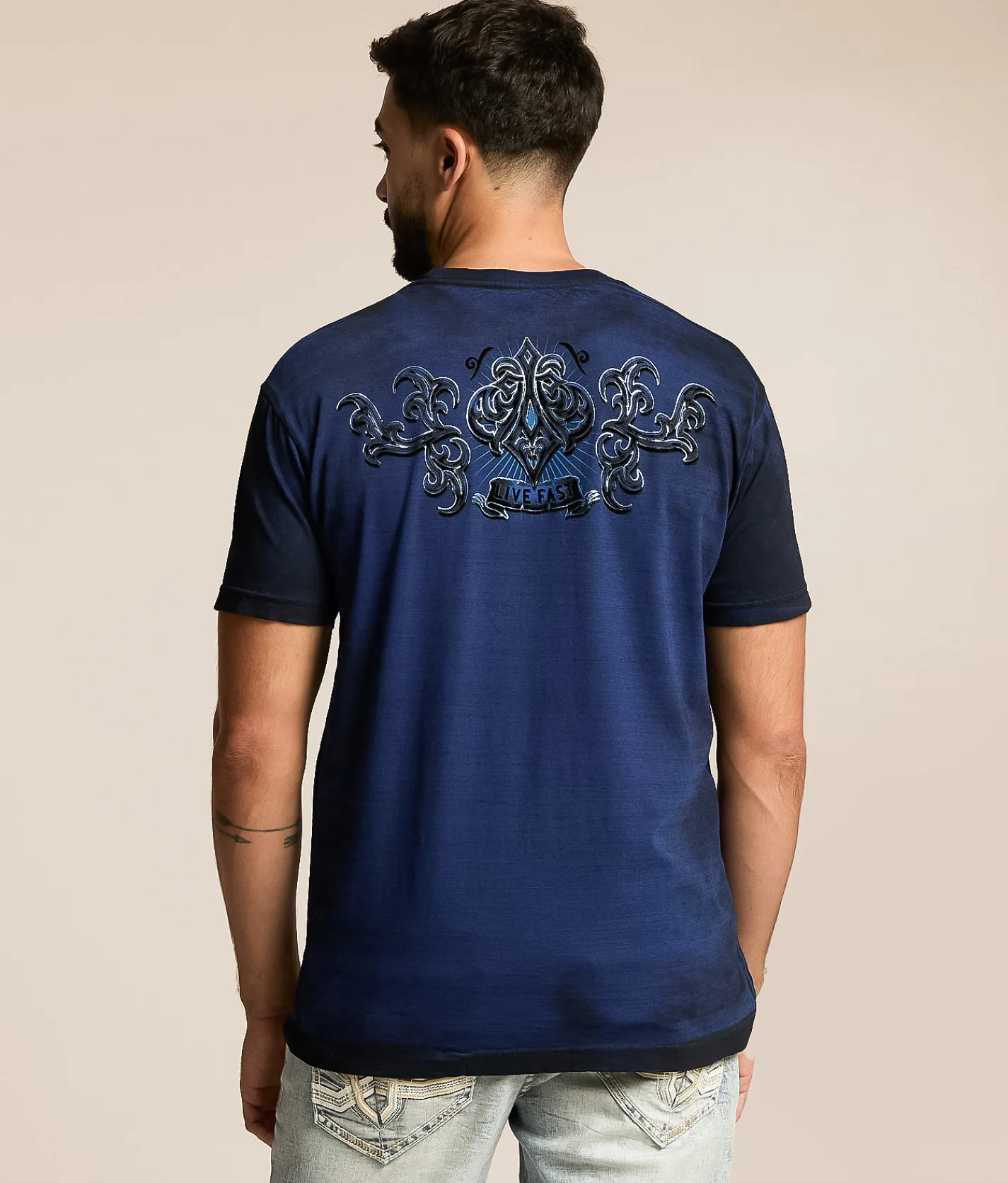 Affliction Fate Obscure T-Shirt Blue Depths