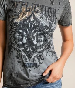 Affliction Fate Obscure T-Shirt Charcoal New