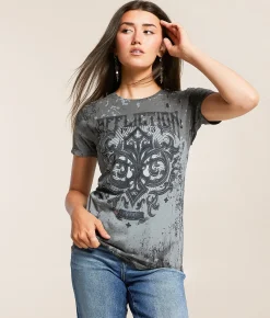 Affliction Fate Obscure T-Shirt Charcoal New