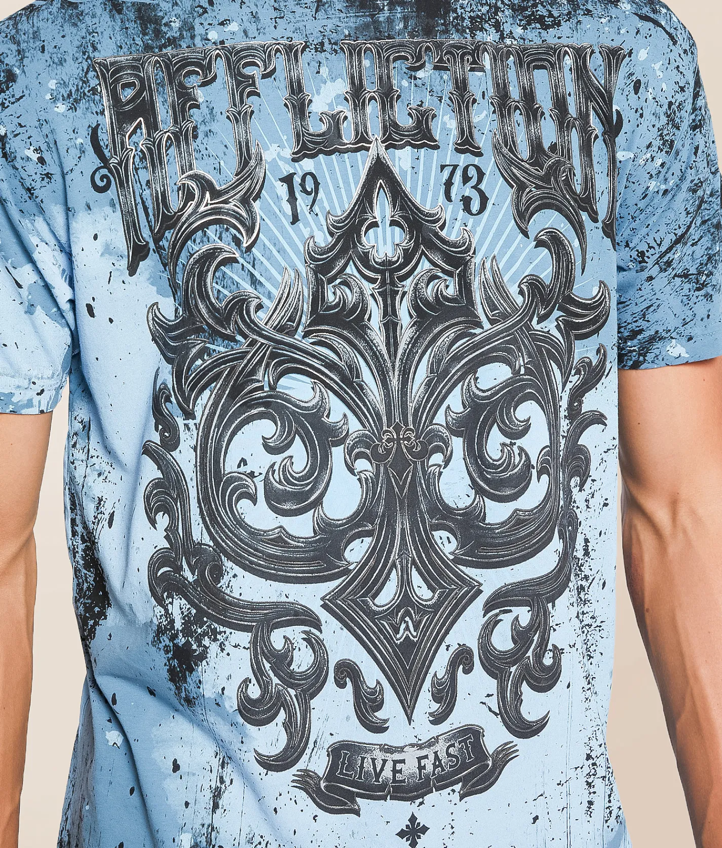 Affliction Fate Obscure T-Shirt Aegean Blue Clearance