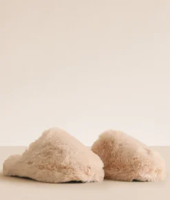 Shoes | Mia Faux Fur Slipper Natural