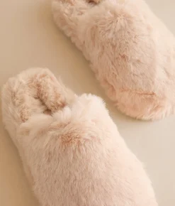 Shoes | Mia Faux Fur Slipper Natural