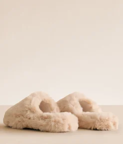 Shoes | Mia Faux Fur Slipper Natural