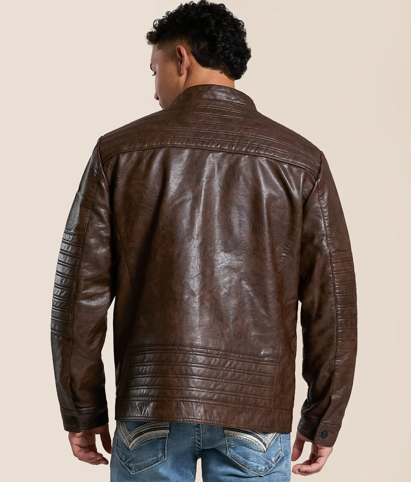 Tops|Coats & Jackets | Buckle Black Faux Leather Hooded Jacket Brown