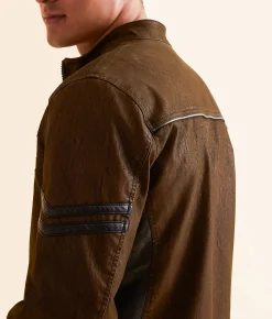 Coats & Jackets | Buckle Black Faux Leather Hooded Jacket Brown