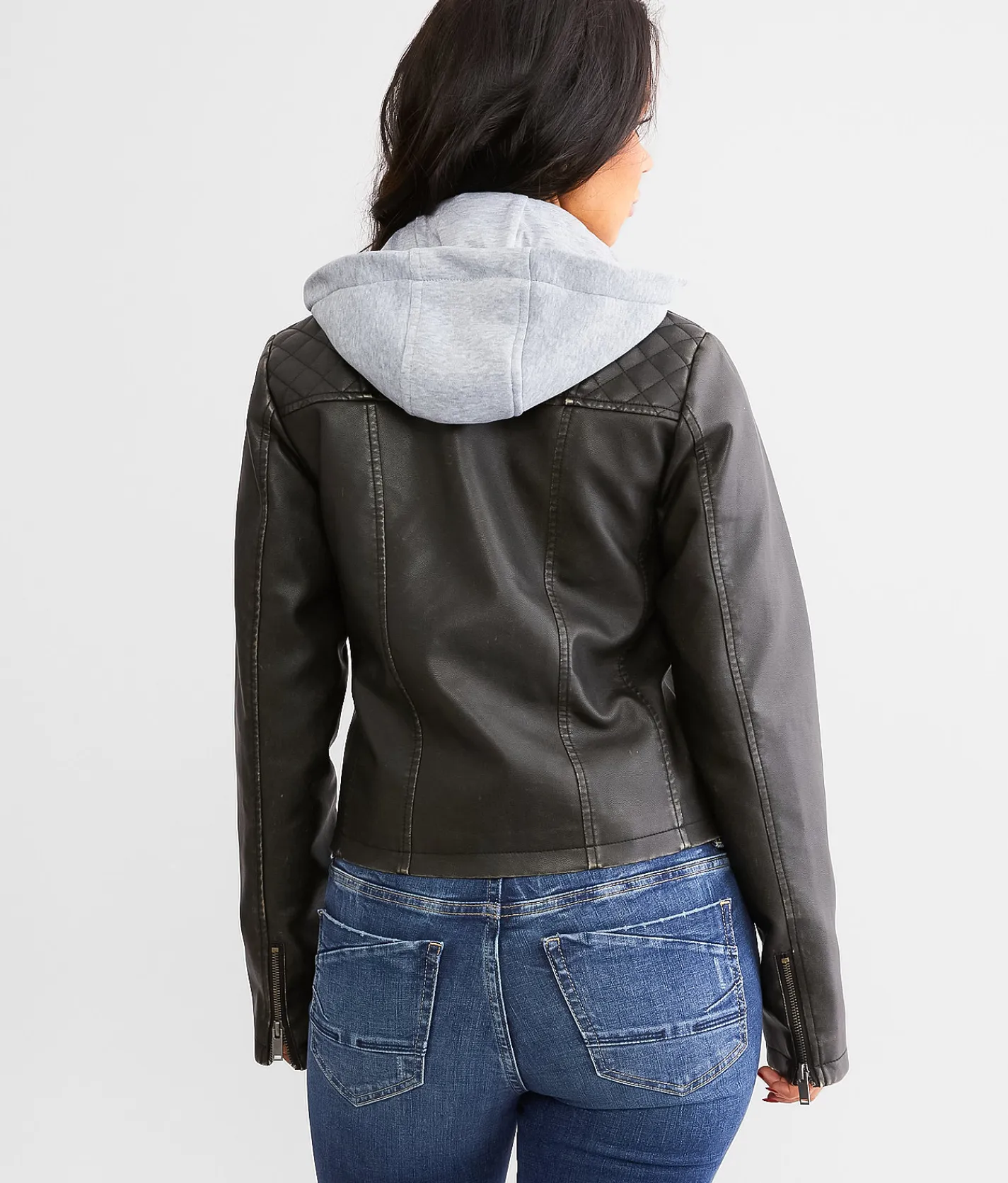 Coats & Jackets | BKE Faux Leather Hooded Jacket Black
