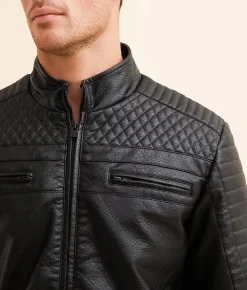 Buckle Black Faux Leather Jacket Black New