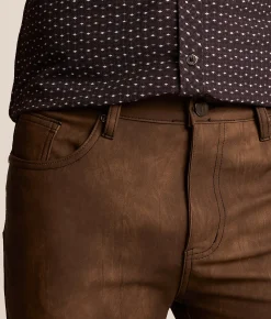 Waimea Faux Leather Stacked Cargo Jean Brown Wash Best