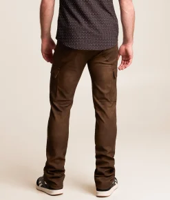 Waimea Faux Leather Stacked Cargo Jean Brown Wash Best