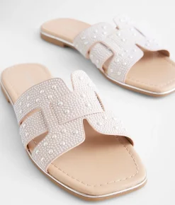 London Rag Faux Pearl Sandal Nude Online