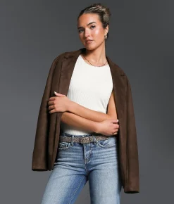 Tops|Coats & Jackets | Buckle Black Faux Suede Blazer Hot Fudge