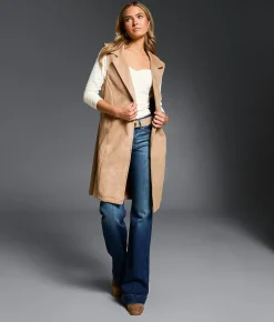 Tops|Coats & Jackets | Buckle Black Faux Suede Blazer Vest Tan