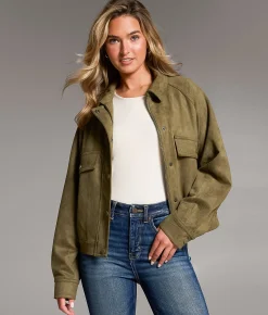 BKE Faux Suede Jacket Olive Hot