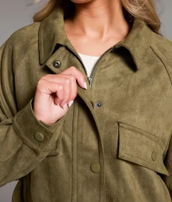 BKE Faux Suede Jacket Olive Hot