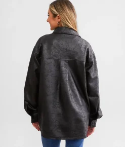 Tops|Coats & Jackets | red by BKE Faux Suede Shacket Black