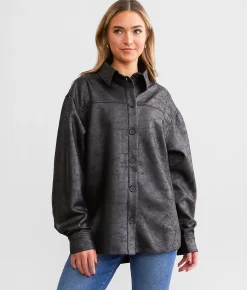 Tops|Coats & Jackets | red by BKE Faux Suede Shacket Black