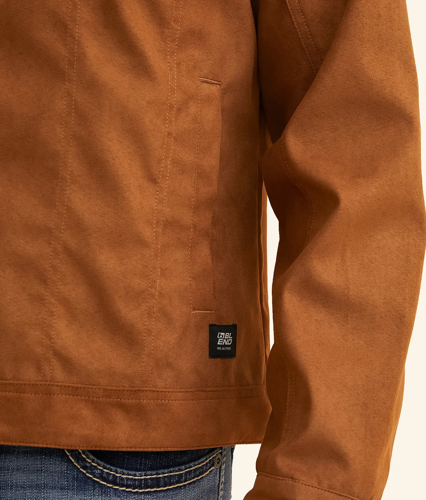BLEND Faux Suede Trucker Jacket Toffee Outlet