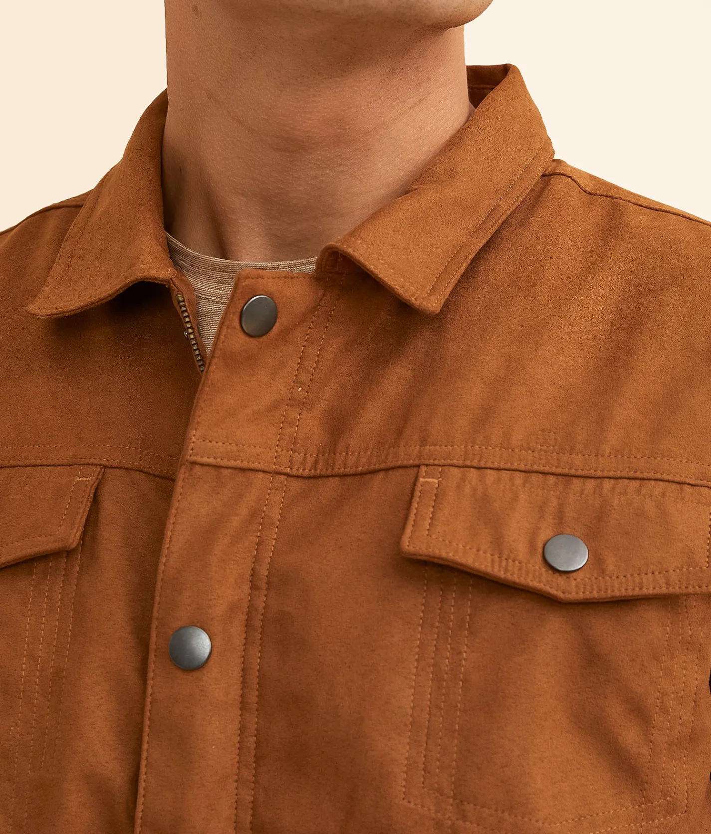 BLEND Faux Suede Trucker Jacket Toffee Outlet