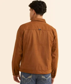 BLEND Faux Suede Trucker Jacket Toffee Outlet