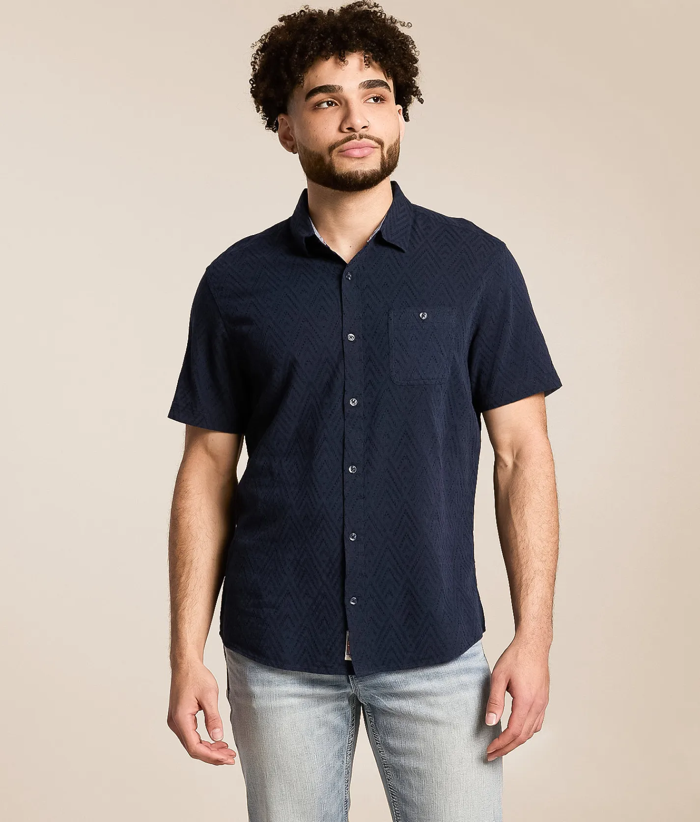 Flag & Anthem Faywood Textured Shirt Navy Best