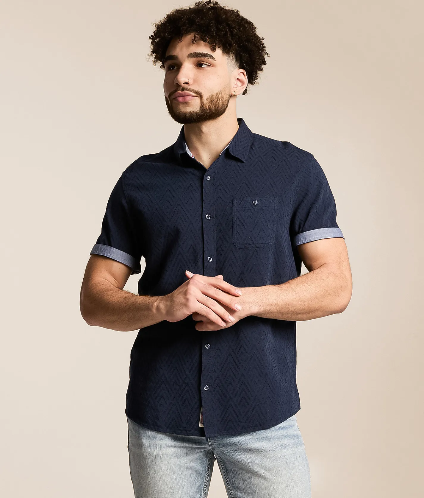 Flag & Anthem Faywood Textured Shirt Navy Best