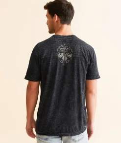 Graphic T-Shirts | Affliction Fear Of The Dark T-Shirt Black Heavy Lava Wash