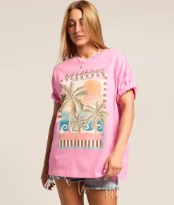 Billabong Feel The Heat Oversized T-Shirt Party Pink Discount