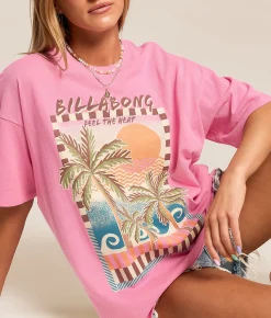 Billabong Feel The Heat Oversized T-Shirt Party Pink Discount