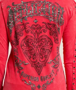Tops | Affliction Feint Illusion T-Shirt Red Lava Wash