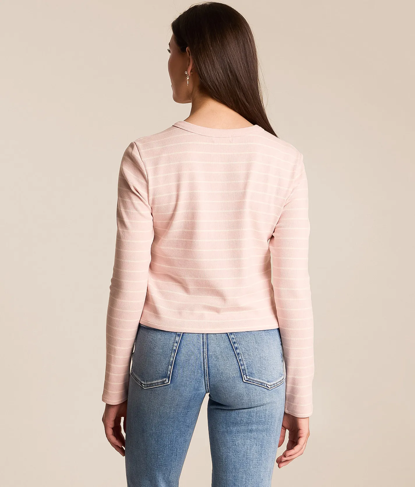 Tops | Z Supply Ferris Striped Henley Washed Pink