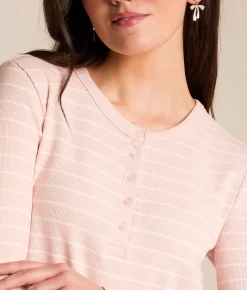 Tops | Z Supply Ferris Striped Henley Washed Pink