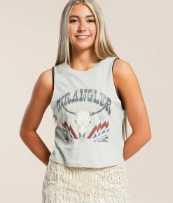 Wrangler® Festival Cropped Tank Top Blue Fox Hot