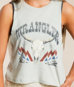 Wrangler® Festival Cropped Tank Top Blue Fox Hot