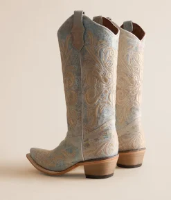Shoes | Circle G by Corral Filigree Leather Cowboy Boot Distressed White