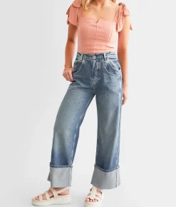 Jeans|Bottoms | Free People Final Countdown Wide Leg Cuffed Jean Zero
