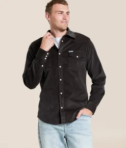 Sendero Provisions Co. Fine Wale Corduroy Shirt Charcoal New