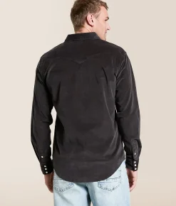 Sendero Provisions Co. Fine Wale Corduroy Shirt Charcoal New
