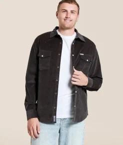 Sendero Provisions Co. Fine Wale Corduroy Shirt Charcoal New