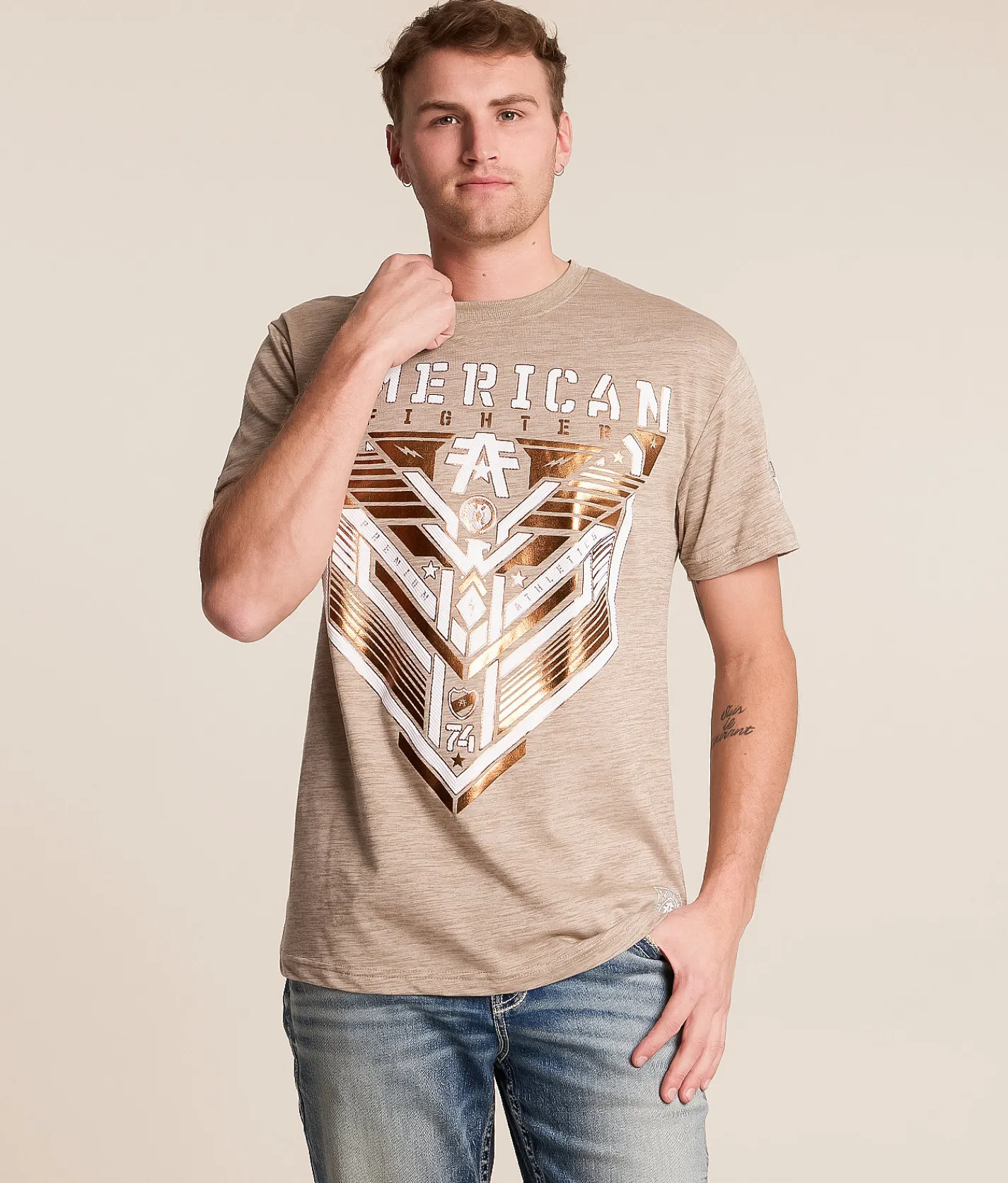 American Fighter Finley T-Shirt Wthrd Teak Island Fossil New