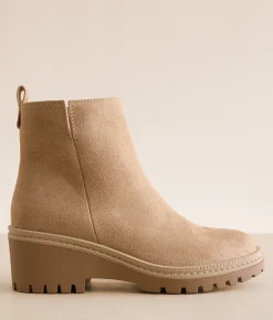 Mia Finnola Wedged Lug Ankle Boot Taupe Outlet