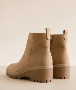 Mia Finnola Wedged Lug Ankle Boot Taupe Outlet