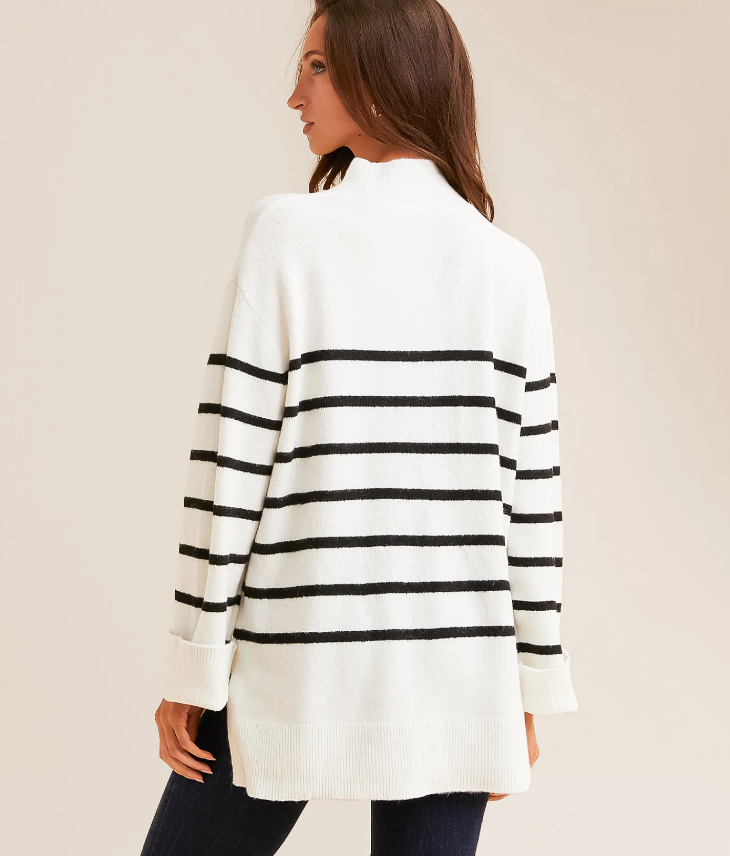Z Supply Fin Striped Sweater Sea Salt Hot