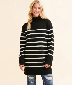 Tops | Z Supply Fin Striped Tunic Sweater Black