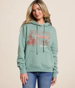 Wrangler® First Rodeo Hooded Sweatshirt Chinois Green New