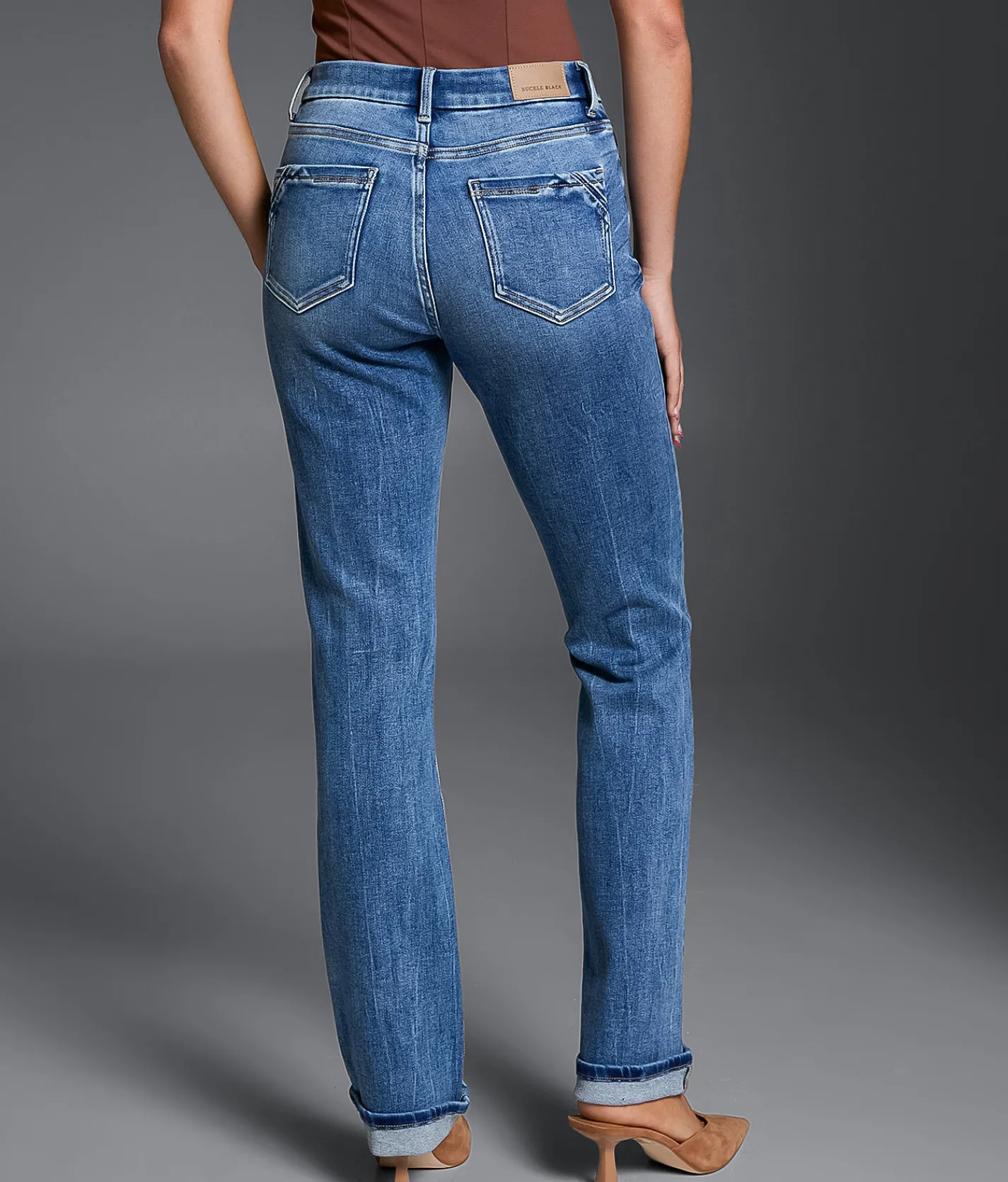 Buckle Black Fit No. 85 Straight Stretch Cuffed Jean Elton 3 Discount