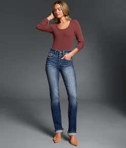 Buckle Black Fit No. 35 Straight Stretch Cuffed Jean Carrington Hot