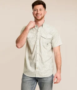 Tops | Ariat Fitted VenTEK Western Shirt Sea Pearl