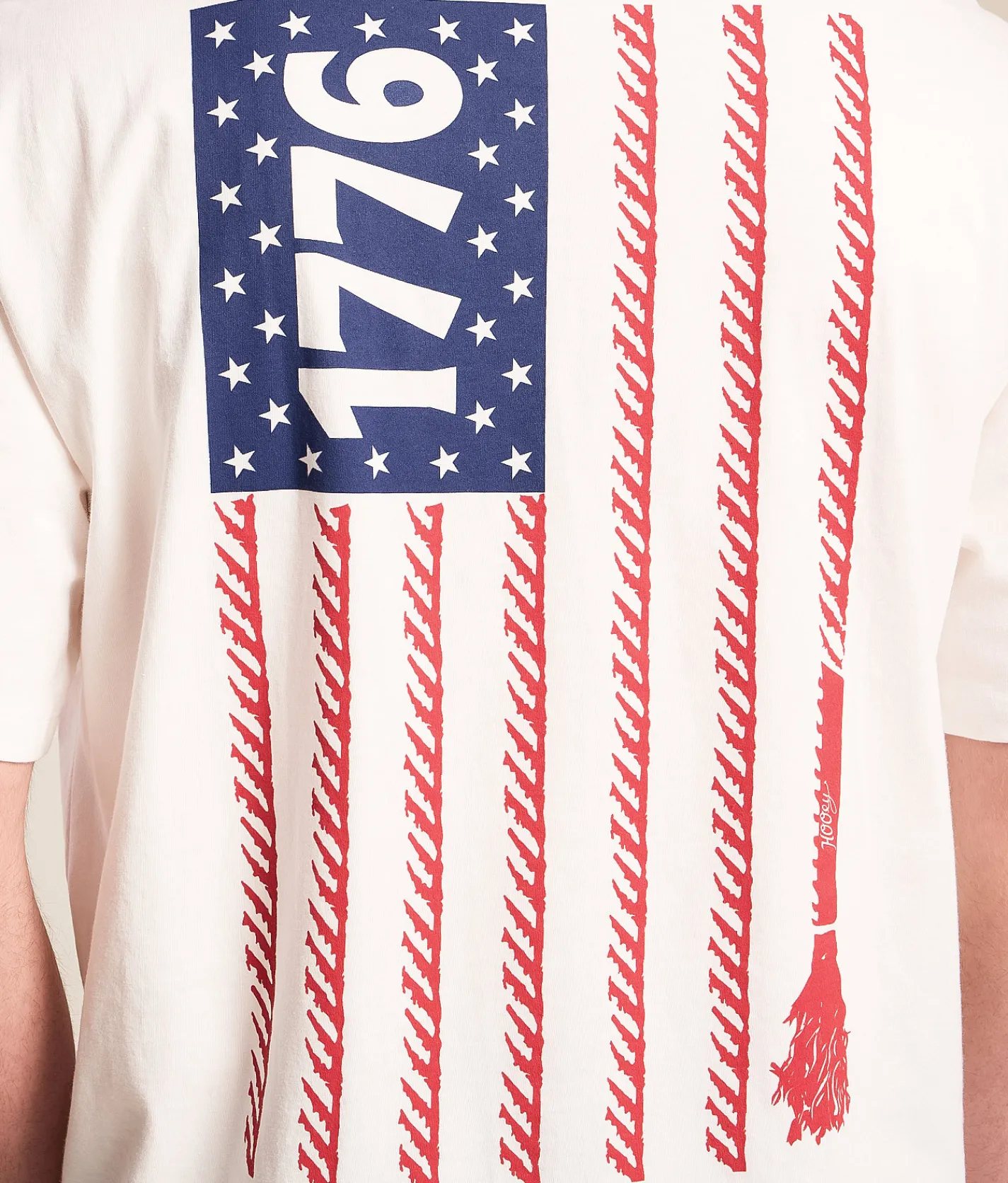 Tops|Graphic T-Shirts | Hooey 1776 Flag T-Shirt Cream