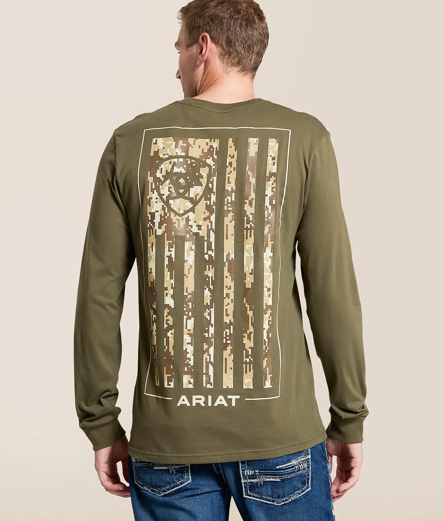 Tops|Graphic T-Shirts | Ariat Flag Vertical Patriot T-Shirt Army Green