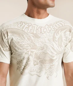 Affliction Flaming Dragon T-Shirt Antique White Hot